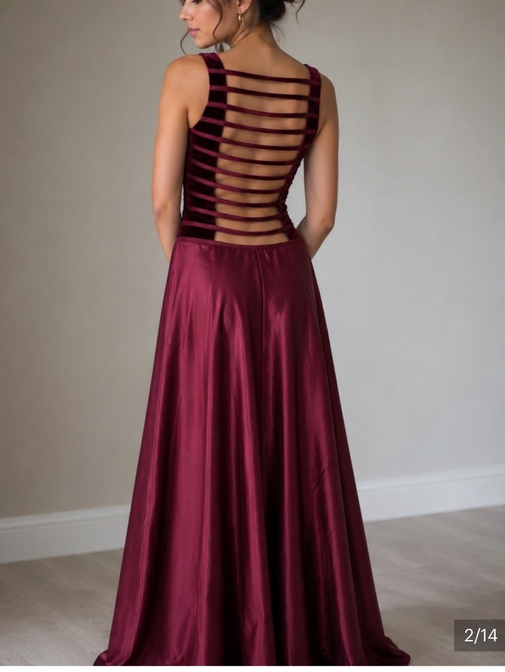 JS collection velvet satin burgundy maxi dress cut out back 6 Y2K whimsigoth
